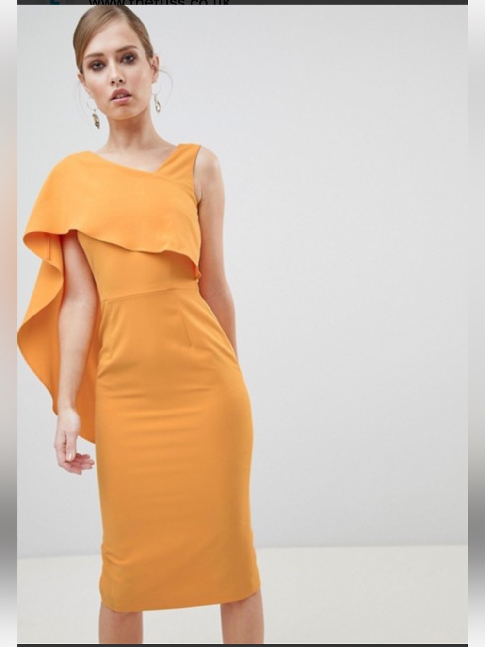 Lavish Alice One-Shoulder Midi Dress in Tangerine